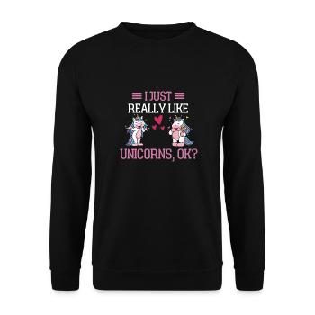 I just like unicorn gift fantasy unicorn - Unisex Sweatshirt - black - Front - Alina (178cm) & Michal (187cm)