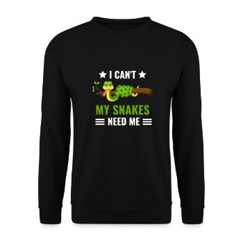 Ich kann nicht Tierliebhaber Geschenk Schlangen - Unisex Pullover - Schwarz - Vorne - Alina (178cm) & Michal (187cm)
