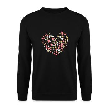 Saint Valentin ou coeur de Noël avec des étoiles - Sweat-shirt Unisexe - noir - Devant - Alina (178cm) & Michal (187cm)