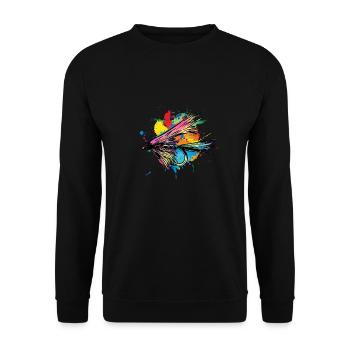 Fliegenfischen Nymphen Angler Fischer Angeln - Unisex Pullover - Schwarz - Vorne - Alina (178cm) & Michal (187cm)