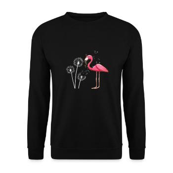 Cadeau d’animal exotique Pissenlit Flamant Rose - Sweat-shirt Unisexe - noir - Devant - Alina (178cm) & Michal (187cm)