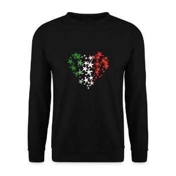 Love for Italy - heart with green white and red - Unisex Sweatshirt - black - Front - Alina (178cm) & Michal (187cm)