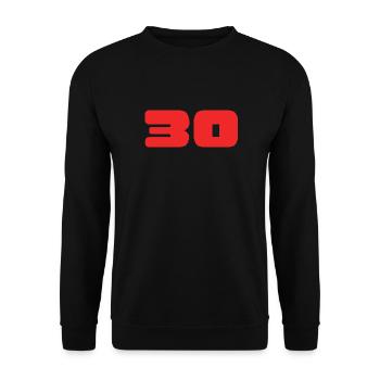 30. 30 JAHRE. 30-JÄHRIGES JUBILÄUM. GEBURTSTAG 30 JAHRE. - Unisex Pullover - Schwarz - Vorne - Alina (178cm) & Michal (187cm)
