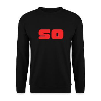 50. 50 JAHRE. 50-JÄHRIGES JUBILÄUM. GEBURTSTAG 50 JAHRE. - Unisex Pullover - Schwarz - Vorne - Alina (178cm) & Michal (187cm)
