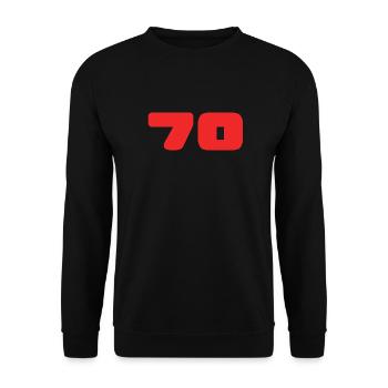 70. 70 JAHRE. 70-JÄHRIGES JUBILÄUM. GEBURTSTAG 70 JAHRE. - Unisex Pullover - Schwarz - Vorne - Alina (178cm) & Michal (187cm)