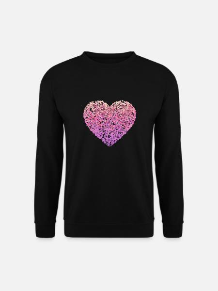 Coeur floral rose - Sweat-shirt Unisexe - noir
