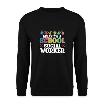 Sozialarbeiter Social Worker Beruf Sozialpädagoge - Unisex Pullover - Schwarz - Vorne - Alina (178cm) & Michal (187cm)