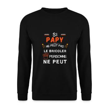 Papy bricolage - Sweat-shirt Unisexe - noir - Devant - Alina (178cm) & Michal (187cm)