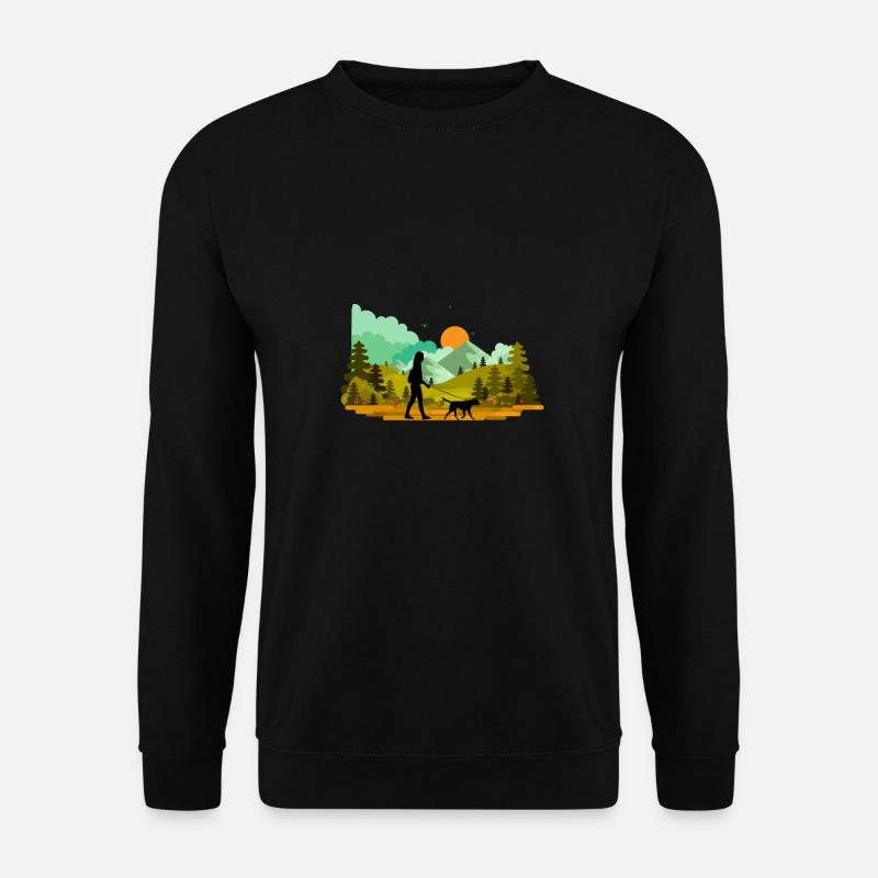 Wandern mit Hund Wald Natur - Unisex Pullover - Schwarz
