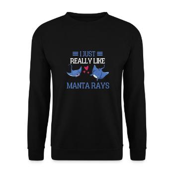 Ozean Tierliebhaber Geschenk Lustiges Mantarochen - Unisex Pullover - Schwarz - Vorne - Alina (178cm) & Michal (187cm)