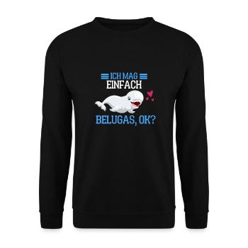Ozean Tierliebhaber Geschenk Wal Lustiges Beluga - Unisex Pullover - Schwarz - Vorne - Alina (178cm) & Michal (187cm)