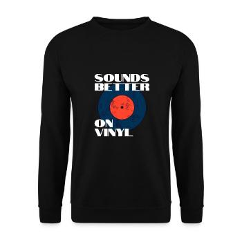 Sounds Better on Vinyl Vintage Audiophile Music - Unisex Pullover - Schwarz - Vorne - Alina (178cm) & Michal (187cm)
