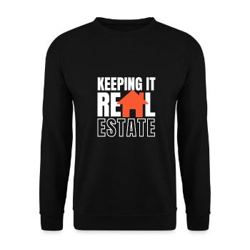 Keeping It Real Estate Agent House Home Broker - Unisex Pullover - Schwarz - Vorne - Alina (178cm) & Michal (187cm)
