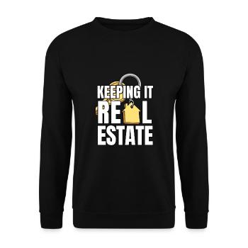 Drôle d’agent immobilier Maison Immobilier - Sweat-shirt Unisexe - noir - Devant - Alina (178cm) & Michal (187cm)