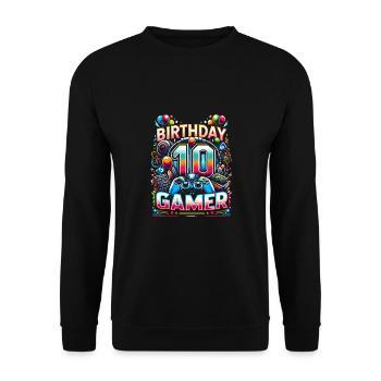 10th Birthday for Gamers - Unisex Sweatshirt - black - Front - Alina (178cm) & Michal (187cm)