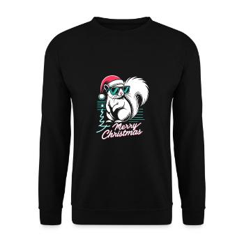 Neon Christmas Squirrel: 90s Style - Unisex Sweatshirt - black - Front - Alina (178cm) & Michal (187cm)