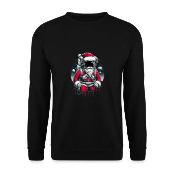 Der Weihnachtsmann Im Weltall - Unisex Pullover - Schwarz - Vorne - Alina (178cm) & Michal (187cm)