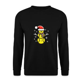 Tennisball Schneemann mit festlichen Kleidung - Unisex Pullover - Schwarz - Vorne - Alina (178cm) & Michal (187cm)