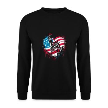 Heart for New York America - Unisex Sweatshirt - black - Front - Alina (178cm) & Michal (187cm)