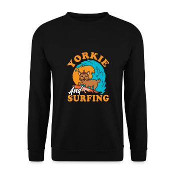 Surf Yorkie, Attraper Des Vagues, Mignon - Sweat-shirt Unisexe - noir - Devant - Alina (178cm) & Michal (187cm)