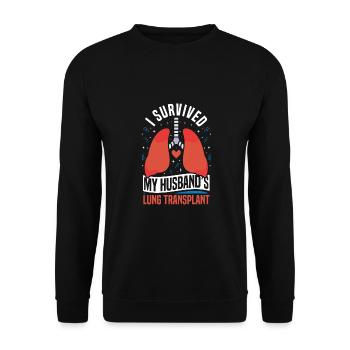Survived my husband's lung transplant - Unisex Sweatshirt - black - Front - Alina (178cm) & Michal (187cm)