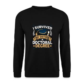 Doctorates survived doctorates - Unisex Sweatshirt - black - Front - Alina (178cm) & Michal (187cm)