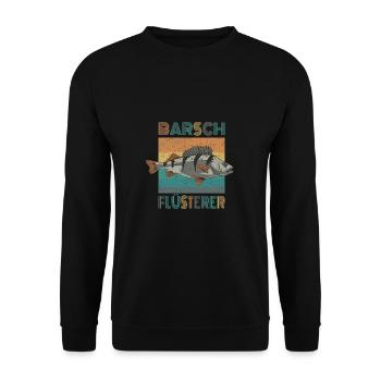 Barsch Flüsterer Das Angler Desing Barschangeln - Unisex Pullover - Schwarz - Vorne - Alina (178cm) & Michal (187cm)