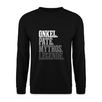 Onkel Pate Legende Patenonkel Geschenk - Unisex Pullover - Schwarz - Vorne - Alina (178cm) & Michal (187cm)