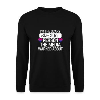 Bi Pride Month Bisexuell Herz Geschenk LGBTQ - Unisex Pullover - Schwarz - Vorne - Alina (178cm) & Michal (187cm)