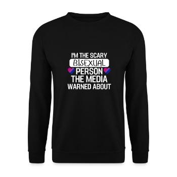 Bi Pride Bisexuell Herz Geschenk LGBT Bisexuell - Unisex Pullover - Schwarz - Vorne - Alina (178cm) & Michal (187cm)