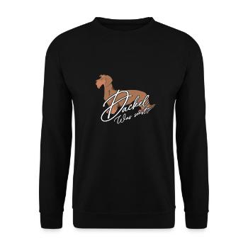 Dackel was sonst? - Unisex Pullover - Schwarz - Vorne - Alina (178cm) & Michal (187cm)