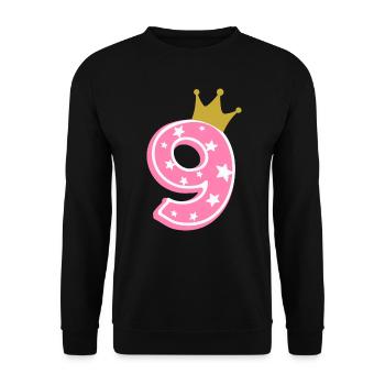 9 Krone 9th birthday 9 years - Unisex Sweatshirt - black - Front - Alina (178cm) & Michal (187cm)