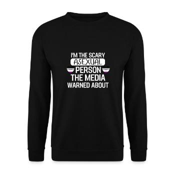 Asexuell Herz Ace Pride Geschenk LGBT Asexuell - Unisex Pullover - Schwarz - Vorne - Alina (178cm) & Michal (187cm)