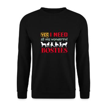 Ja ich brauche meine wundervollen Bostie - Unisex Pullover - Schwarz - Vorne - Alina (178cm) & Michal (187cm)