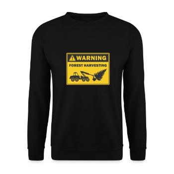 Forest Harvesting Warning Log harvester icon - Unisex Sweatshirt - black - Front - Alina (178cm) & Michal (187cm)