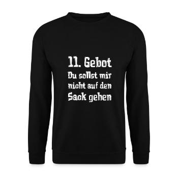 11. Gebot Du sollst mir nicht auf den Sack gehen - Unisex Pullover - Schwarz - Vorne - Alina (178cm) & Michal (187cm)