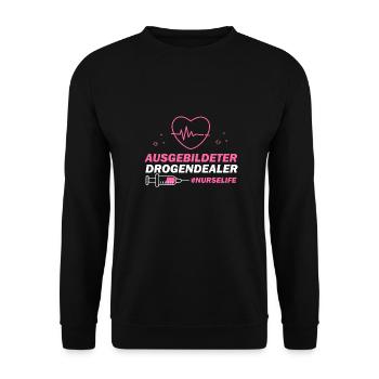 Nurse Life, Krankenschwester, Pflegekraft - Unisex Pullover - Schwarz - Vorne - Alina (178cm) & Michal (187cm)