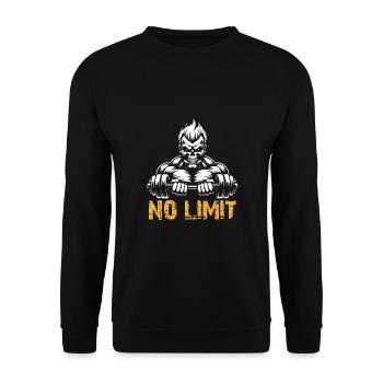 No Limit Hard Workout Skull with Dumbbell - Unisex Sweatshirt - black - Front - Alina (178cm) & Michal (187cm)