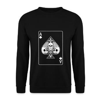 Poker Skat Geschenk Ass Pokerspieler Kartenspiel - Unisex Pullover - Schwarz - Vorne - Alina (178cm) & Michal (187cm)