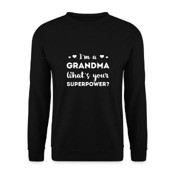 Ich bin eine Oma, was ist deine Superkraft? - Unisex Pullover - Schwarz - Vorne - Alina (178cm) & Michal (187cm)