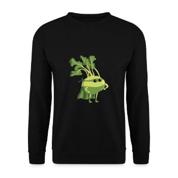 Kohlrabi Gemüse Superfood Vegetarier Vegan Held - Unisex Pullover - Schwarz - Vorne - Alina (178cm) & Michal (187cm)