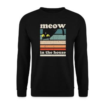 house cat meow meow comic gift - Unisex Sweatshirt - black - Front - Alina (178cm) & Michal (187cm)