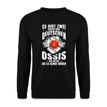 Ossi Ostdeutscher Es gibt zwei Arten - Unisex Pullover - Schwarz - Vorne - Alina (178cm) & Michal (187cm)