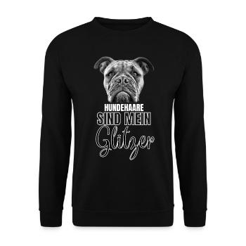 HUNDEHAARE sind mein GLITZER - Hund Hunde - Unisex Pullover - Schwarz - Vorne - Alina (178cm) & Michal (187cm)