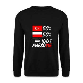 50% Polnisch 50% Türkisch - Unisex Pullover - Schwarz - Vorne - Alina (178cm) & Michal (187cm)