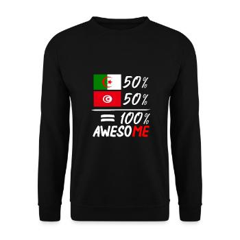 50% Algerier 50% Tunesier - Unisex Pullover - Schwarz - Vorne - Alina (178cm) & Michal (187cm)