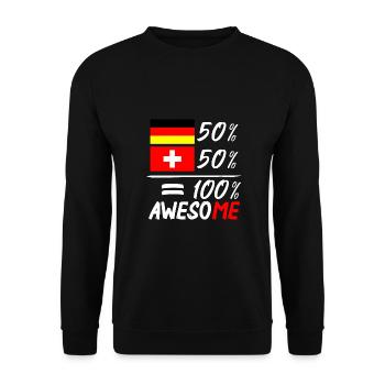 50 % Allemand 50 % Suisse - Sweat-shirt Unisexe - noir - Devant - Alina (178cm) & Michal (187cm)