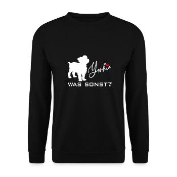 Yorkshire Terrier Yorkie was sonst Silhouette - Unisex Pullover - Schwarz - Vorne - Alina (178cm) & Michal (187cm)