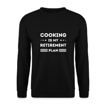 Kochen ist mein Altersvorsorge-Kochliebhaber - Unisex Pullover - Schwarz - Vorne - Alina (178cm) & Michal (187cm)