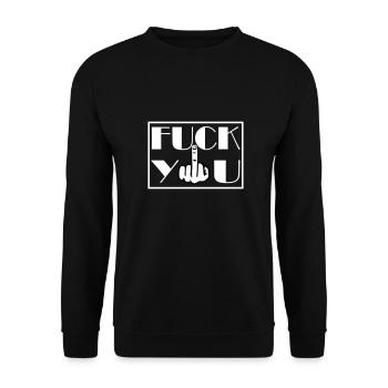Fuck You Fick Dich Mittelfinger - Unisex Pullover - Schwarz - Vorne - Alina (178cm) & Michal (187cm)